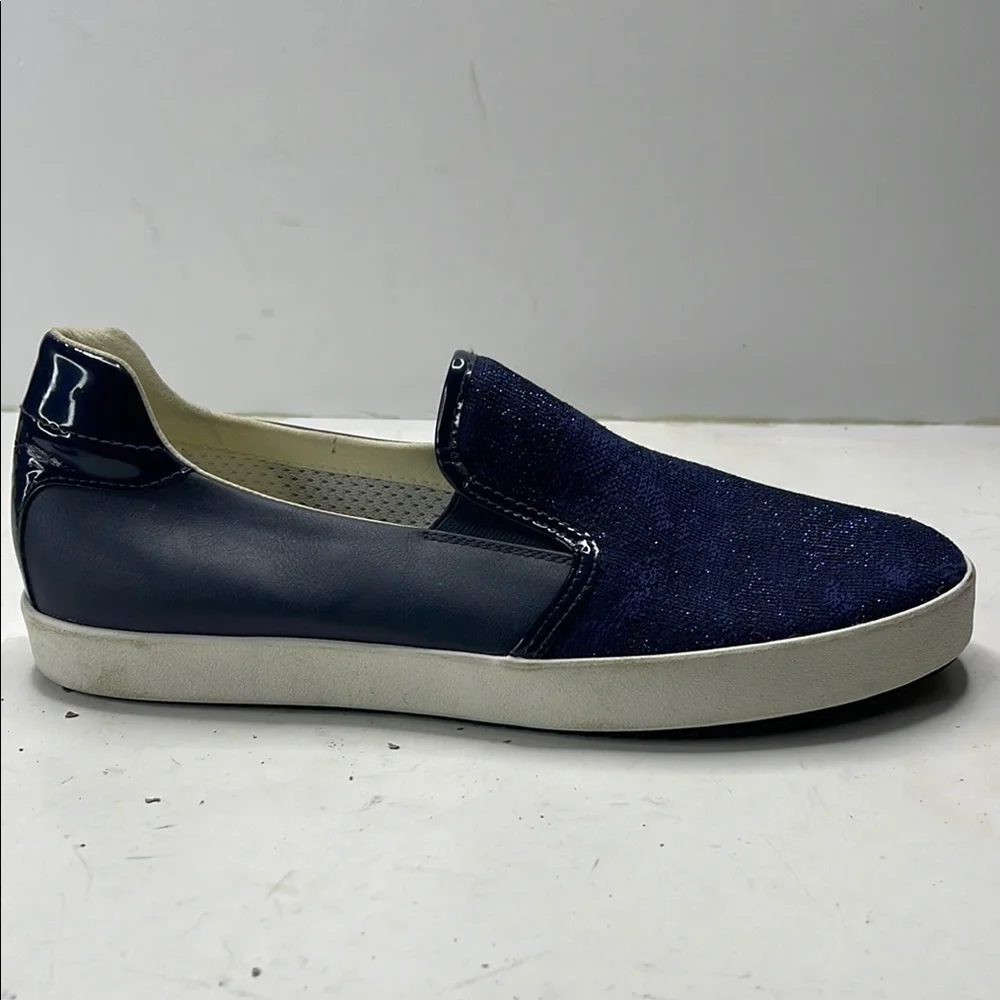 Geox Navy Sparkle Slip-On Loafers